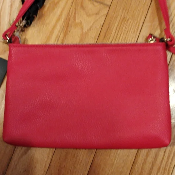 - - Nanette Lepore wild berry faux leather scarf and medallion crossbody - Picture 7 of 8